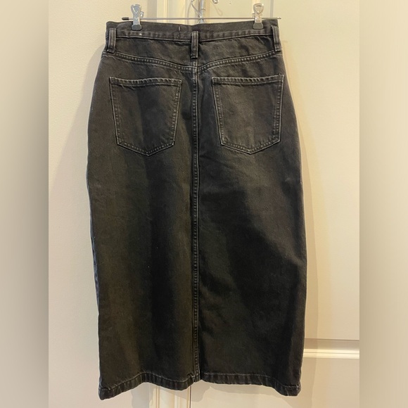 Mango MNG Midi Black Denim Skirt (Front Slit) - SM - Picture 3 of 6